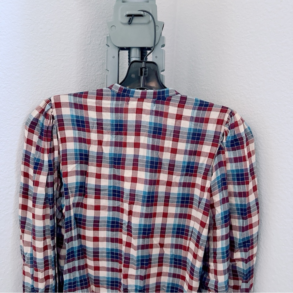 NWT DÔEN Harlow Plaid Blouson-Sleeve Blouse - Picture 8 of 11